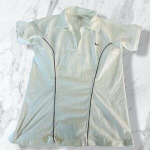 Nike women's short-sleeve FIT Dry polo shirt white with purple trim. Size M